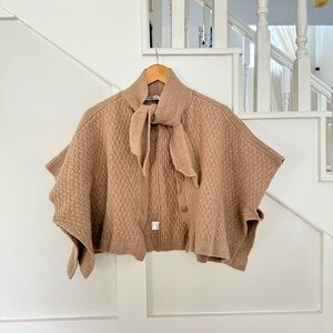 Trina Turk Beige Knit Cape with Bow Collar size S